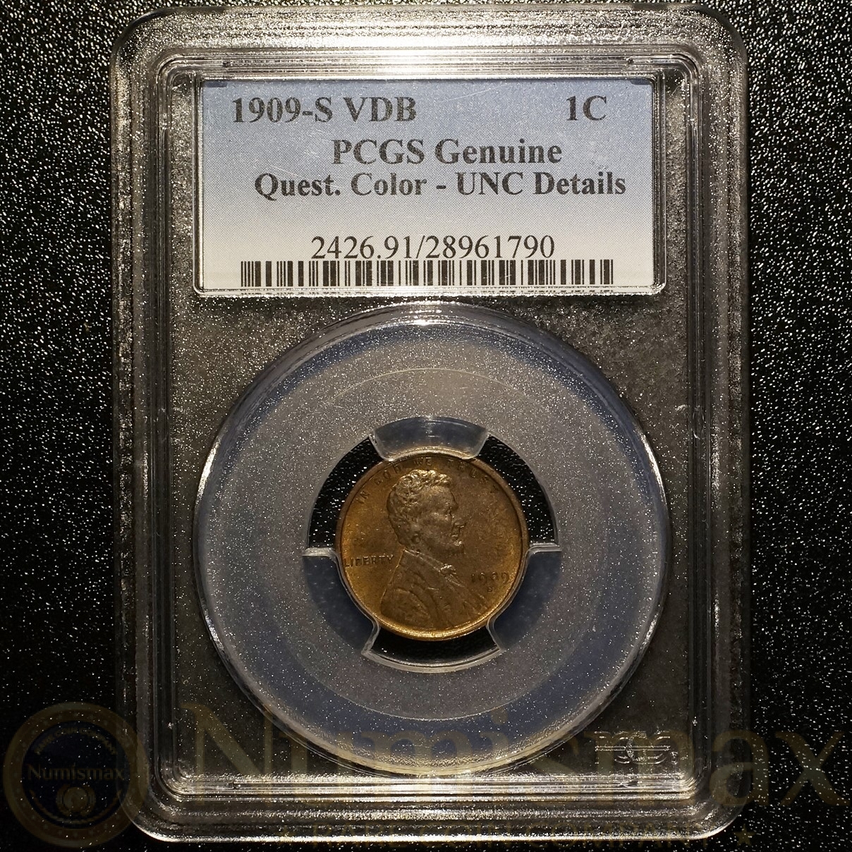 1909 San Francisco VDB Lincoln Cent PCGS UNC Numismax