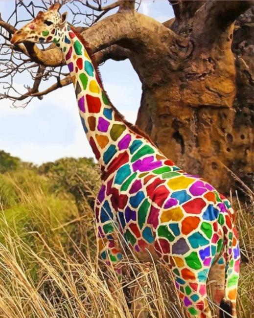 Rainbow Giraffe Animals Paint By Number Num Paint Kit