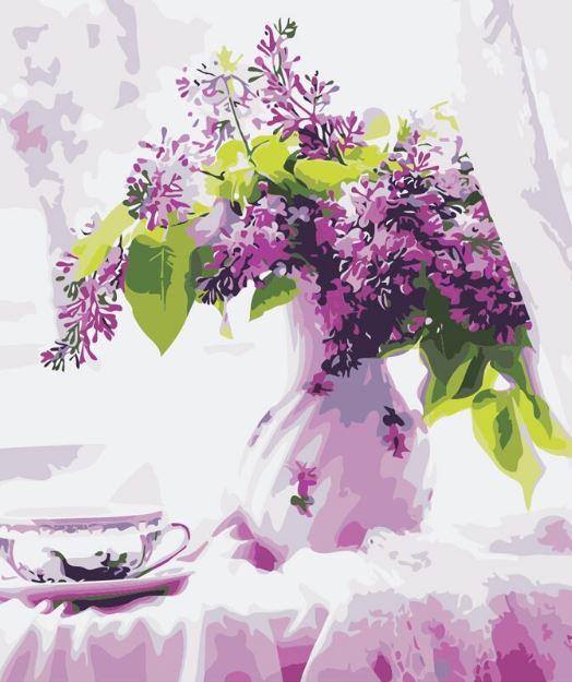 Vase Of Lilac Flowers Paint By Numbers Num Paint Kit