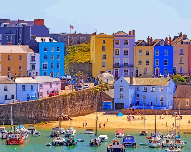 Tenby Wales UK Paint By Number Num Paint Kit