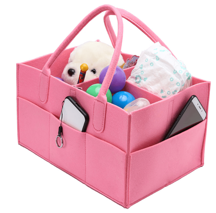 Felt Baby Caddy Diaper Organizer Gift Basket Nursery Wipes Storage Bin For Newborn Boy Girl