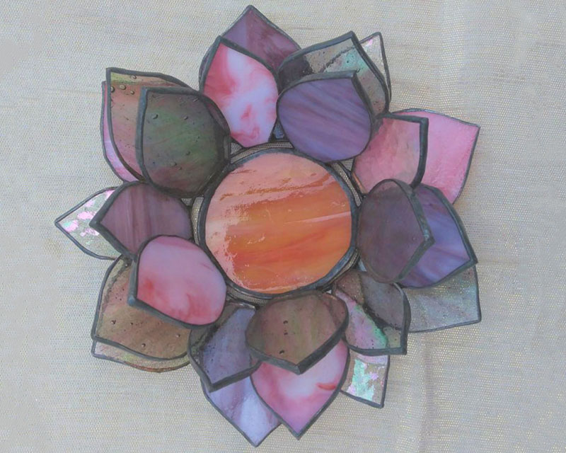 Stained Glass Lotus Flower Candle Holder Pattern Glass Designs