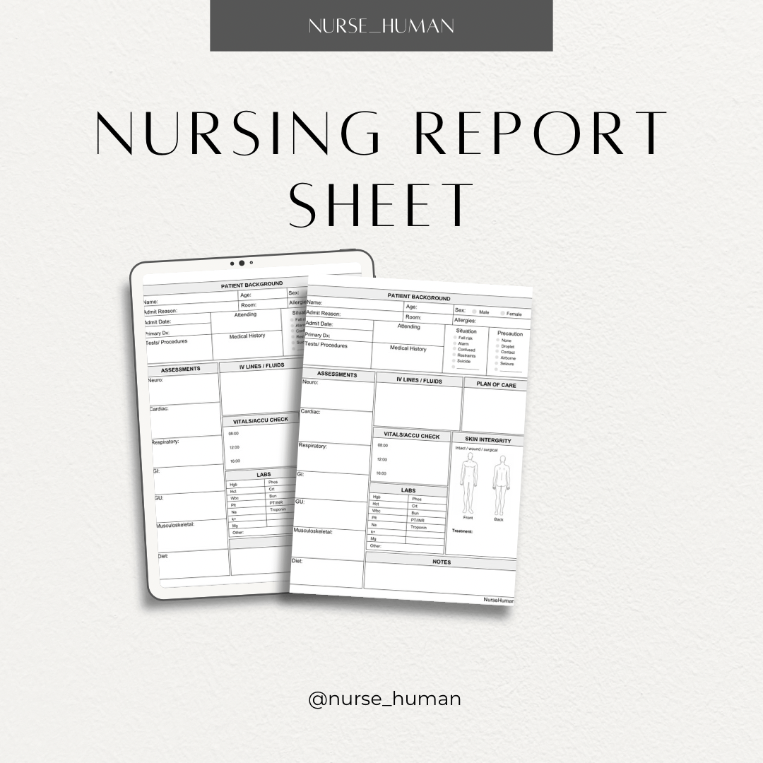 Report Sheet for Nurses NurseHuman