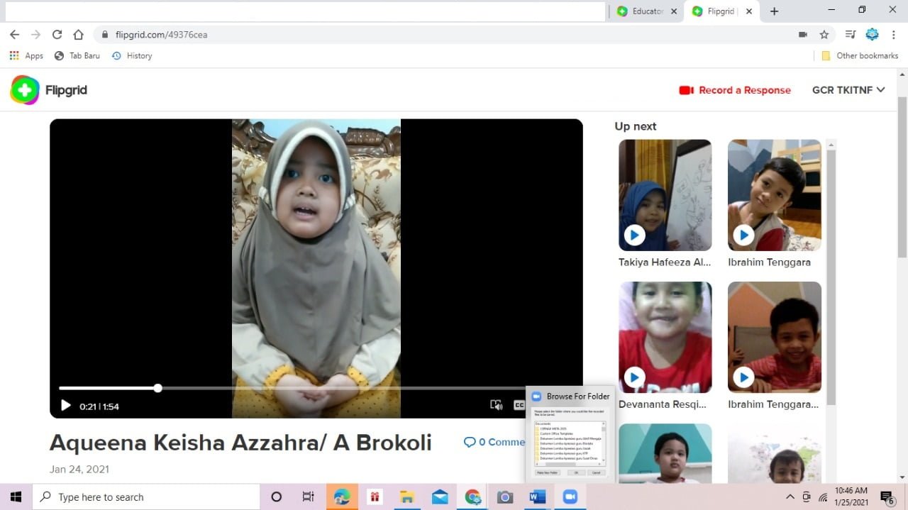 Serunya Reading Culture TKIT NF dengan Aplikasi Flipgrid
