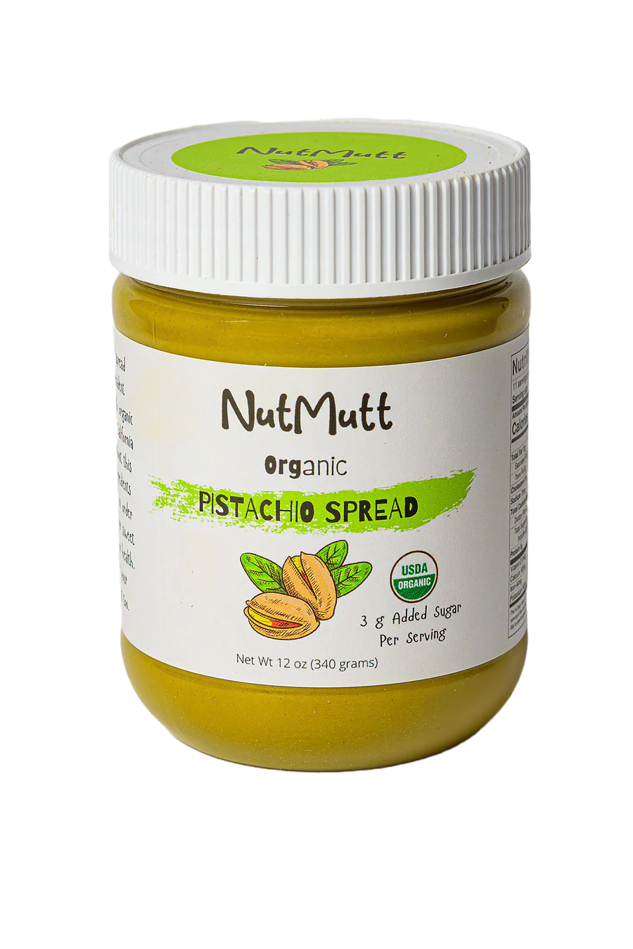 NutMutt Organic Pistachio Butter Low Sugar, 12 oz