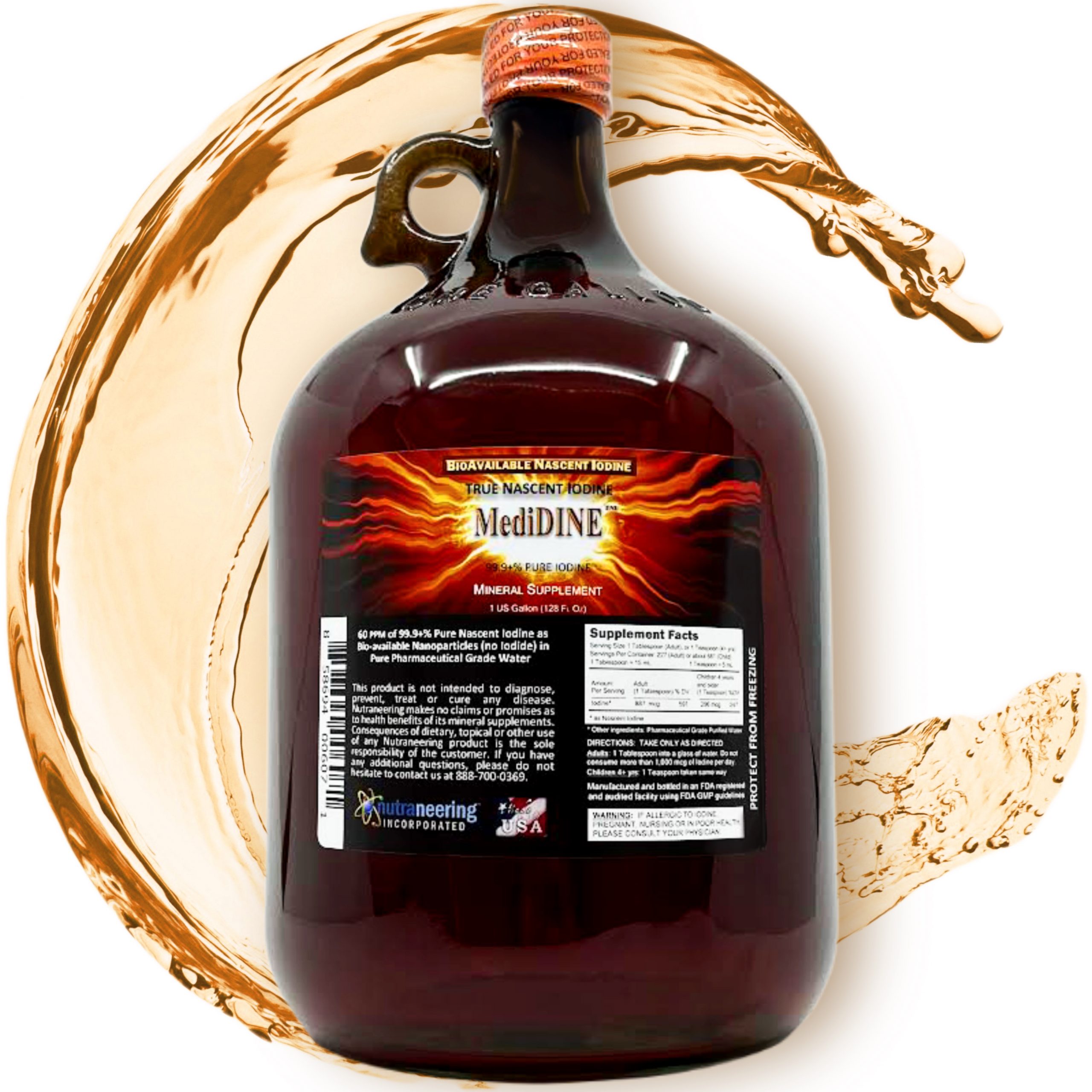 MediDINE True Nascent Iodine Dietary Supplement 1 Gallon in Glass
