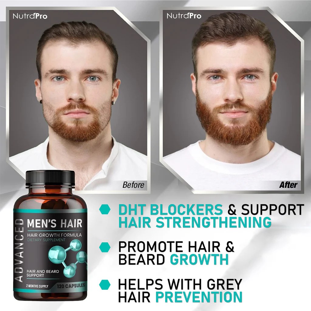 Hair Growth Vitamins For Men Hair & Beard Growth Supplement For Volu