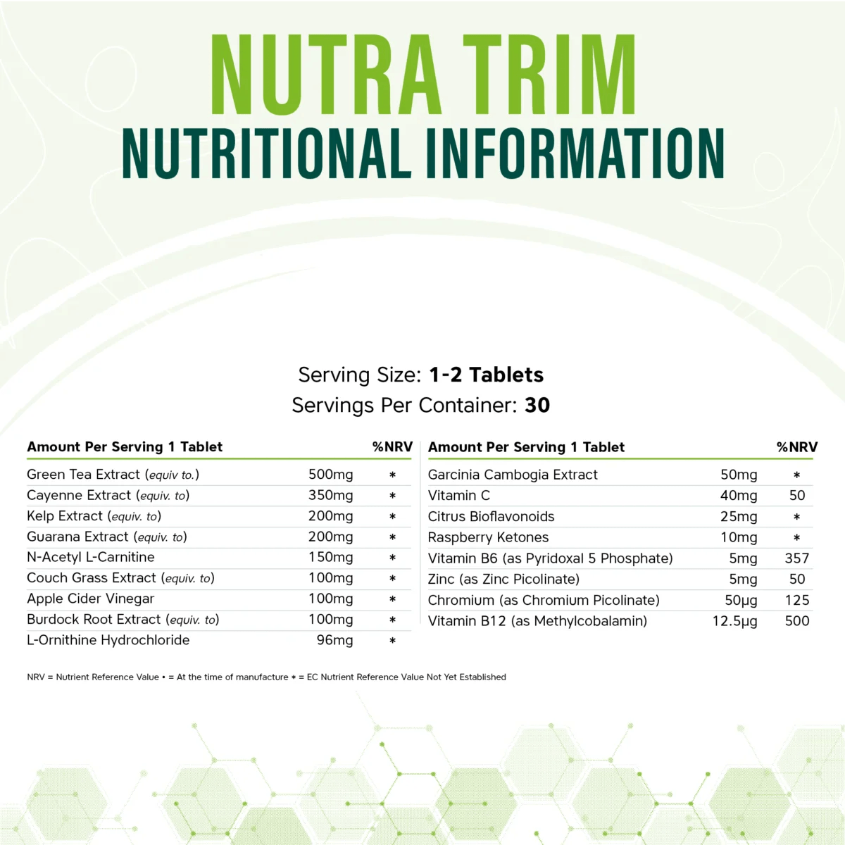 Weight Management & Slimming Tablets Nutra Trim Vitamins