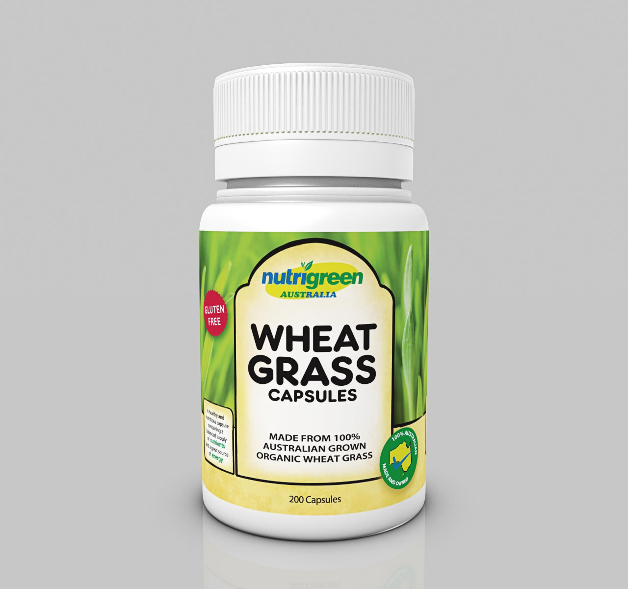 Organic Wheat Grass 200 Capsules Nutrigreen