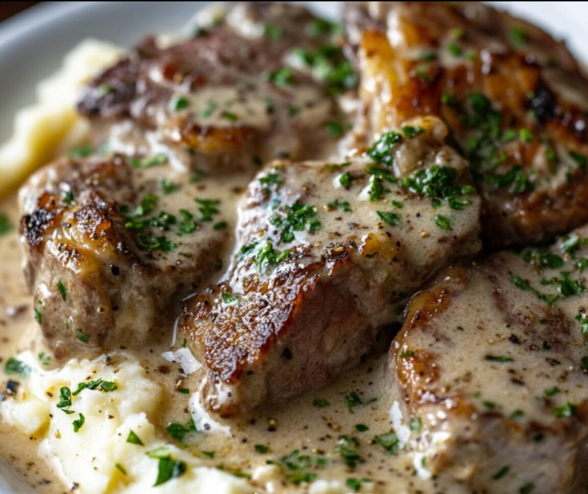 Slow Cooker Garlic Butter Chicken & Ribeye with Parmesan Mashed