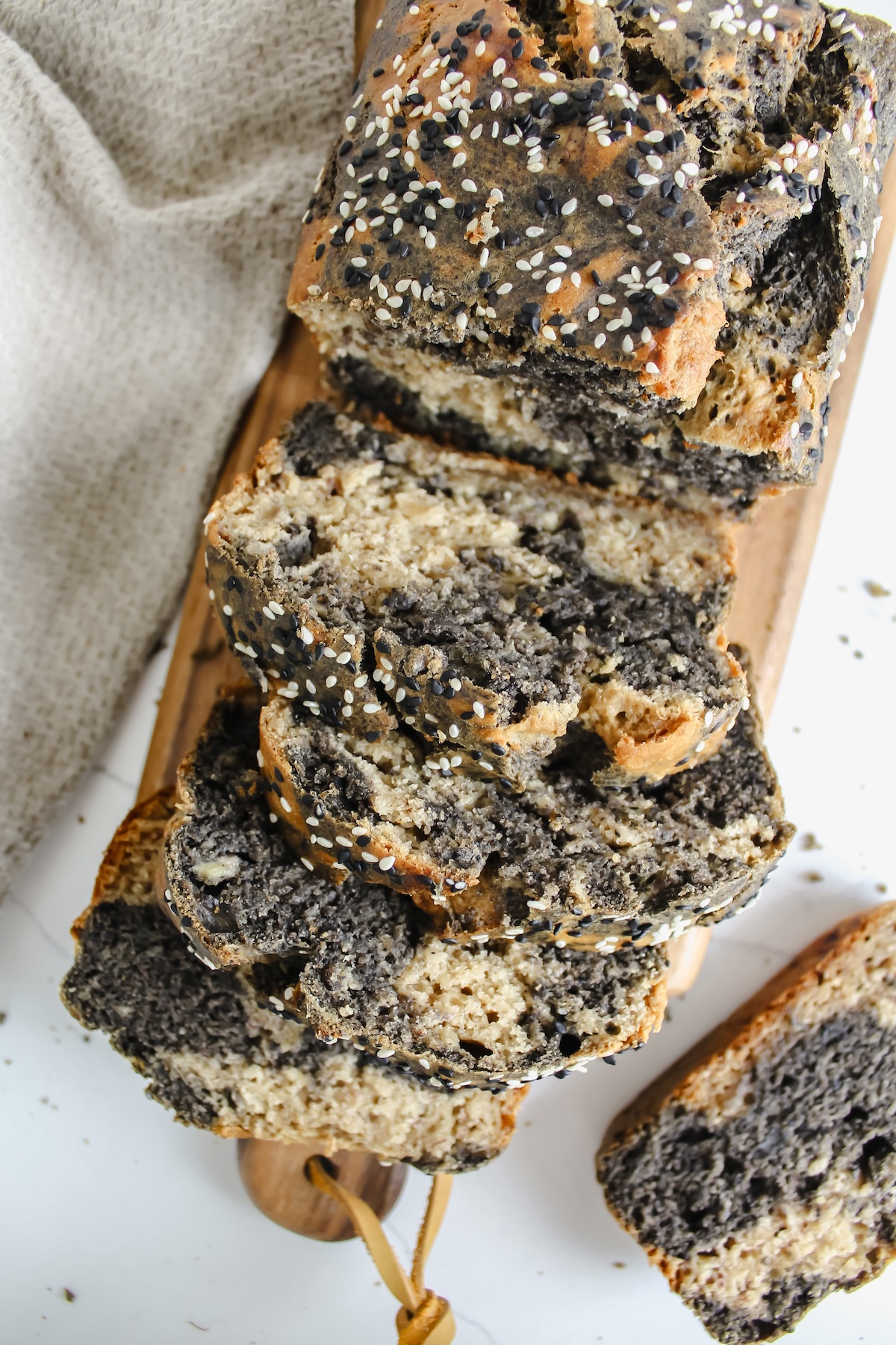 Marbled Black Sesame Banana Bread (vegan, refined sugar free) Nuts