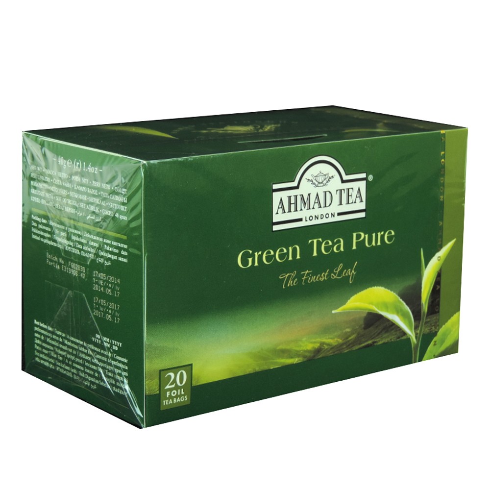 Pure Green Tea by Ahmad Tea london 3 box x 20 tea bags The Finest Leaf Nuts 'N More
