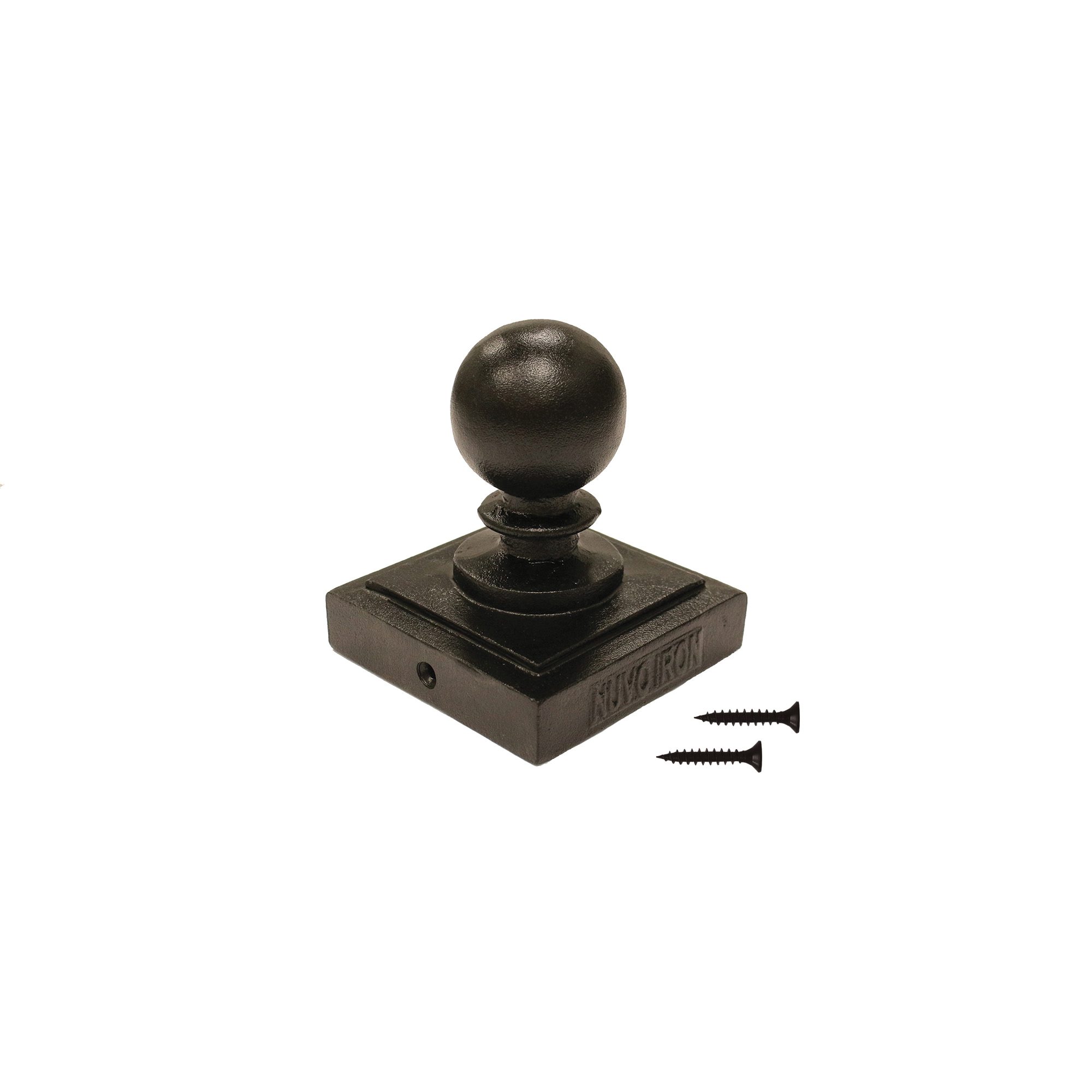 4″ x 4″ Black Aluminum Ornamental Ball Post Cap Nuvo Iron