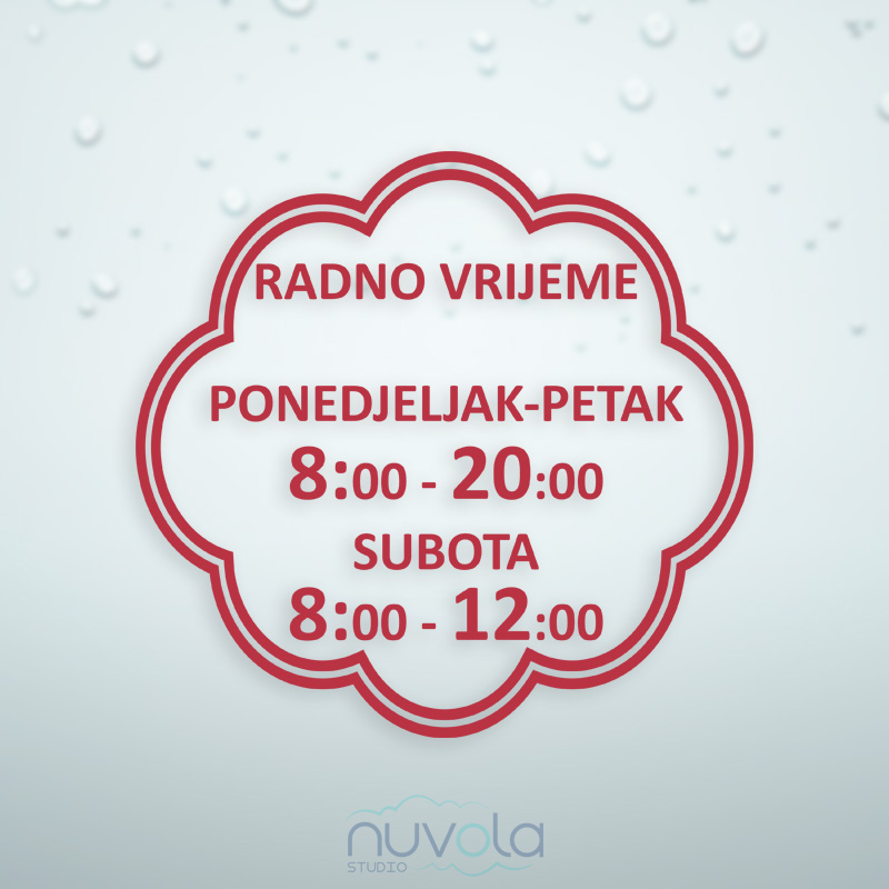 Radno vrijeme oznaka naljepnica