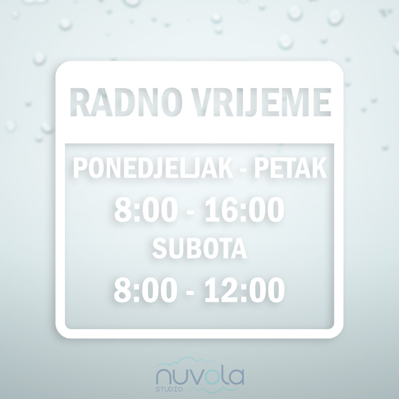 Naljepnica radno vrijeme 2 Nuvola Studio