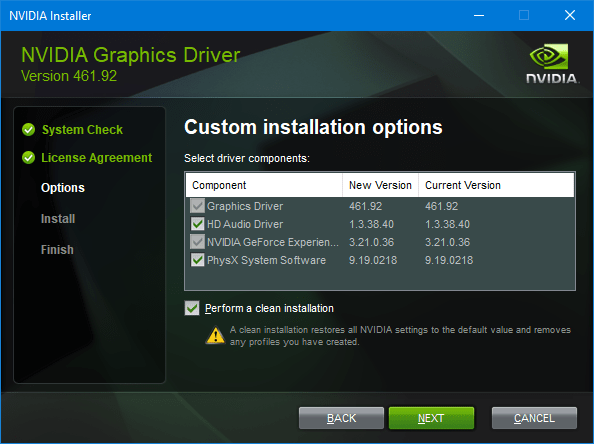 NVIDIA app driver installation failed. How do I manually clean 