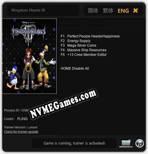 Kingdom Hearts III Trainer +5 v1.4 »