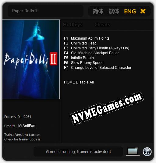 Paper Dolls 2 Cheats, Trainer +7 MrAntiFan »