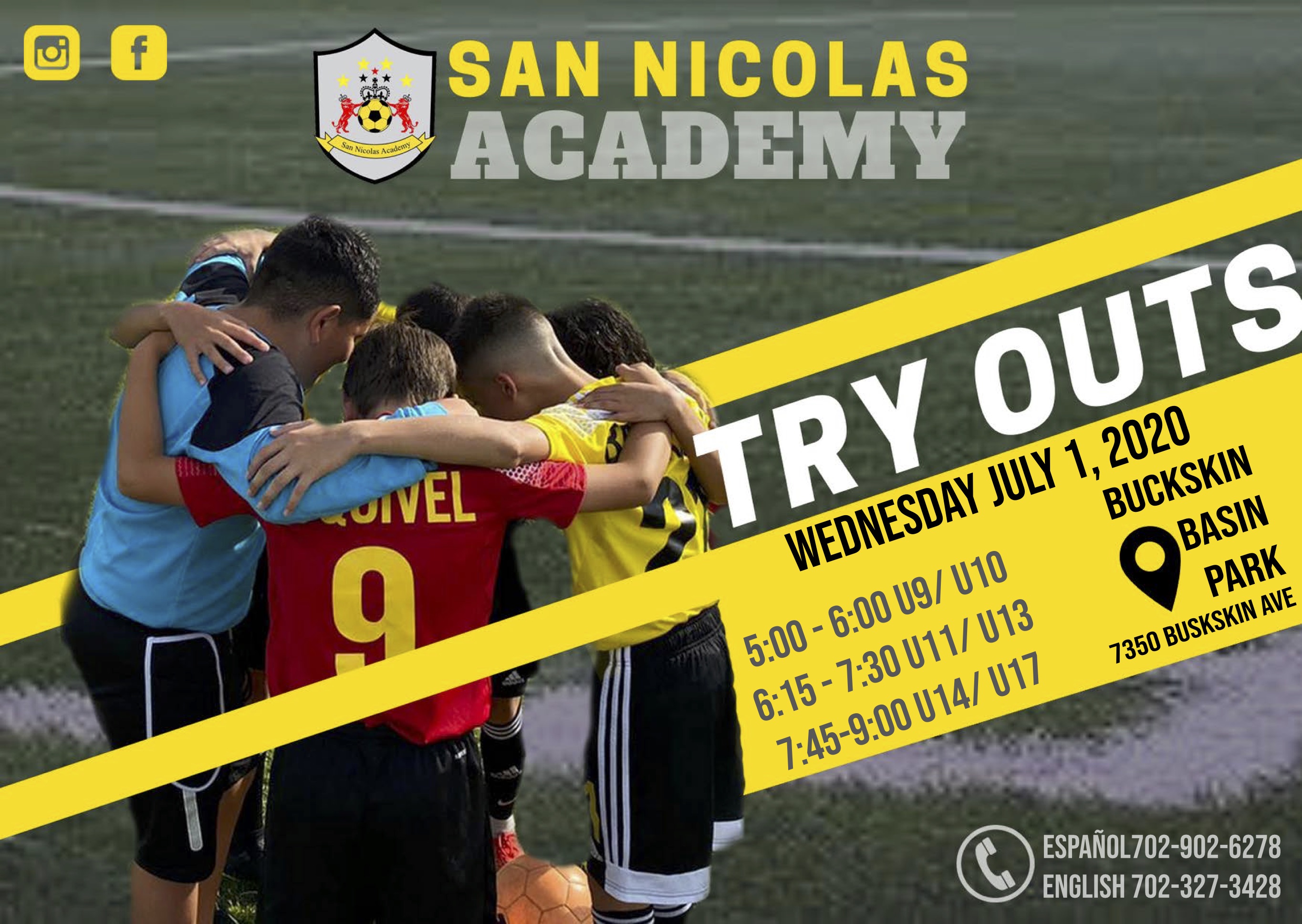 TryOuts Nevada South Youth Soccer League