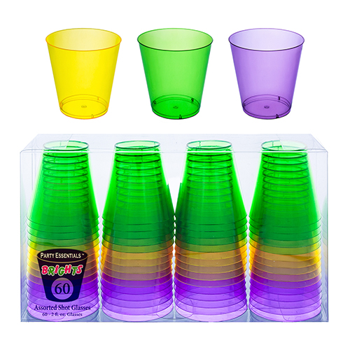 2 OZ. MARDI GRAS SHOT GLASSESCLEAR BOX 60 CT. Northwest Enterprises