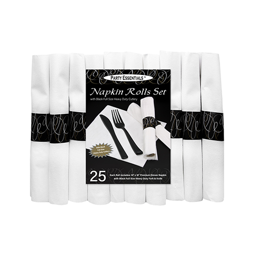 NAPKIN ROLLS WITH BLACK CUTLERYBAGGED 12/25 Northwest Enterprises