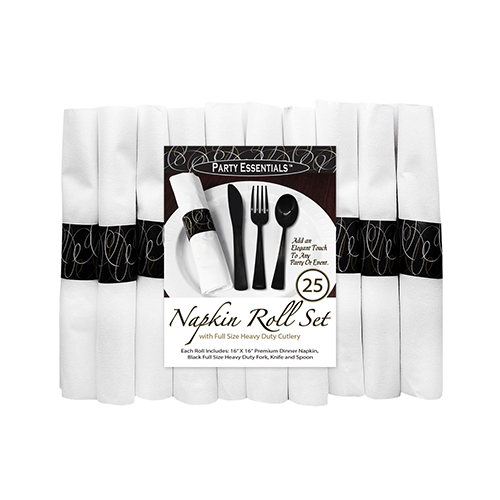 NAPKIN ROLLS WITH BLACK CUTLERYBAGGED 12/25 Northwest Enterprises