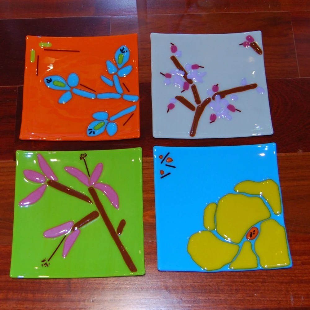 laundry Fused Art Glass Sushi Plates by First Light Glass