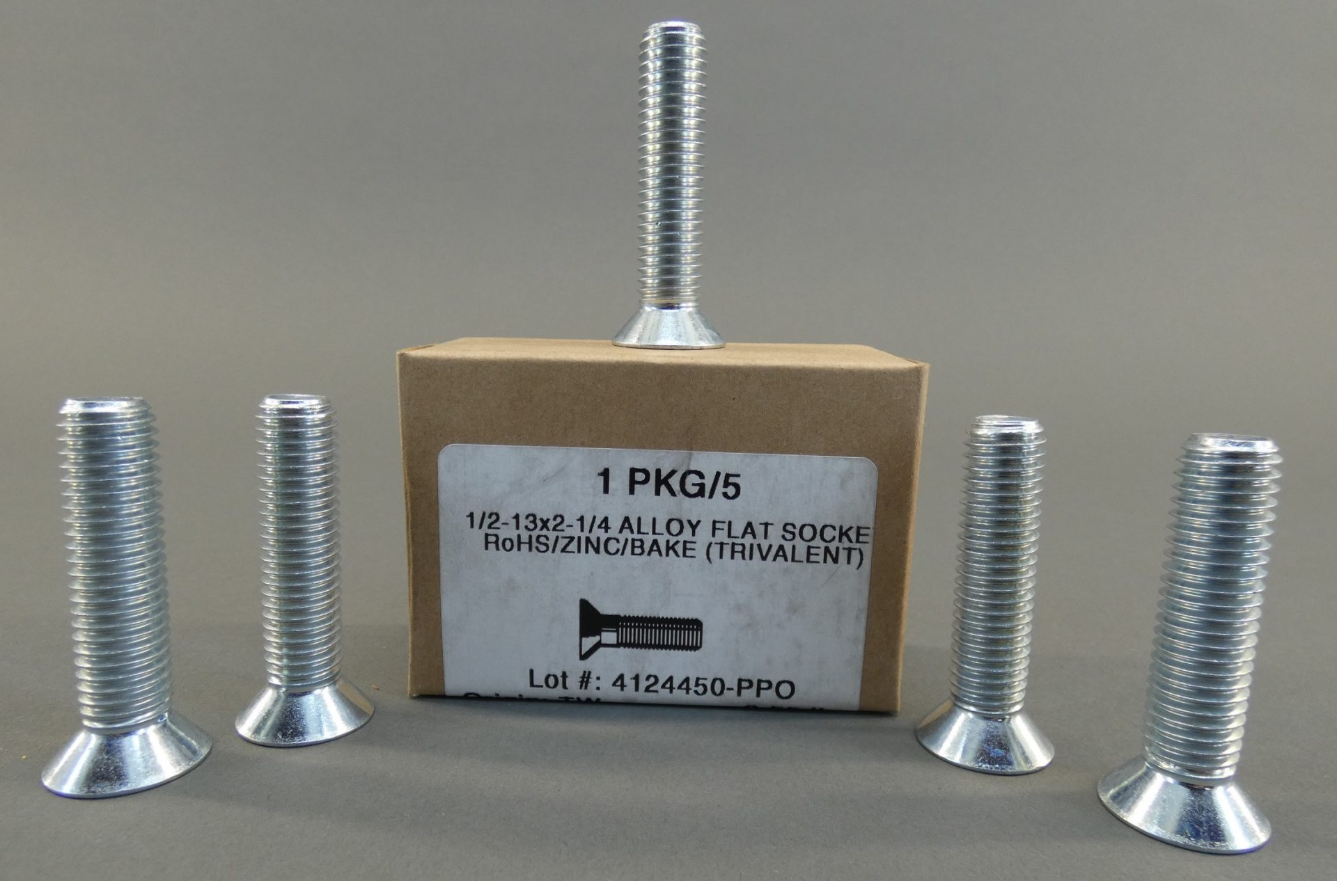 *Box of 5* McMasterCarr 1/2″ x 2 1/4″ ZincPlated FKE Flat Head Screws