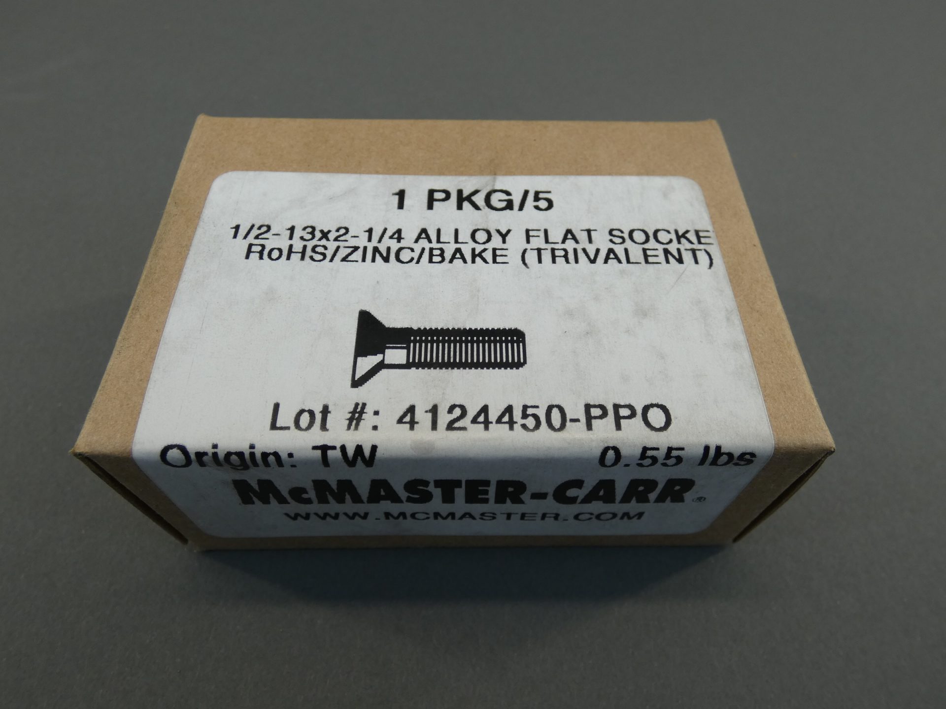 *Box of 5* McMasterCarr 1/2″ x 2 1/4″ ZincPlated FKE Flat Head Screws