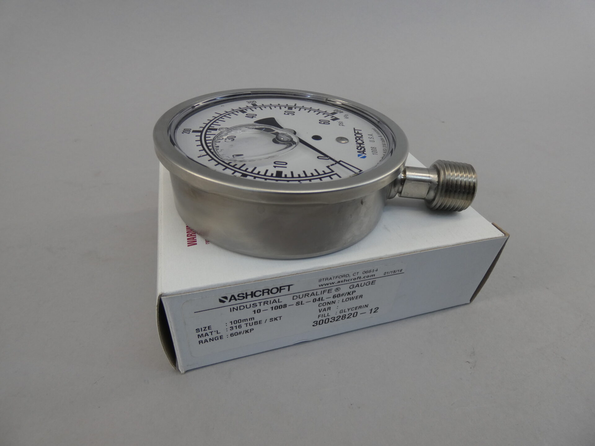NEW! ASHCROFT 451379ASL04L100 PRESSURE GAUGE 0100 PSI RANGE 5RYC7 41