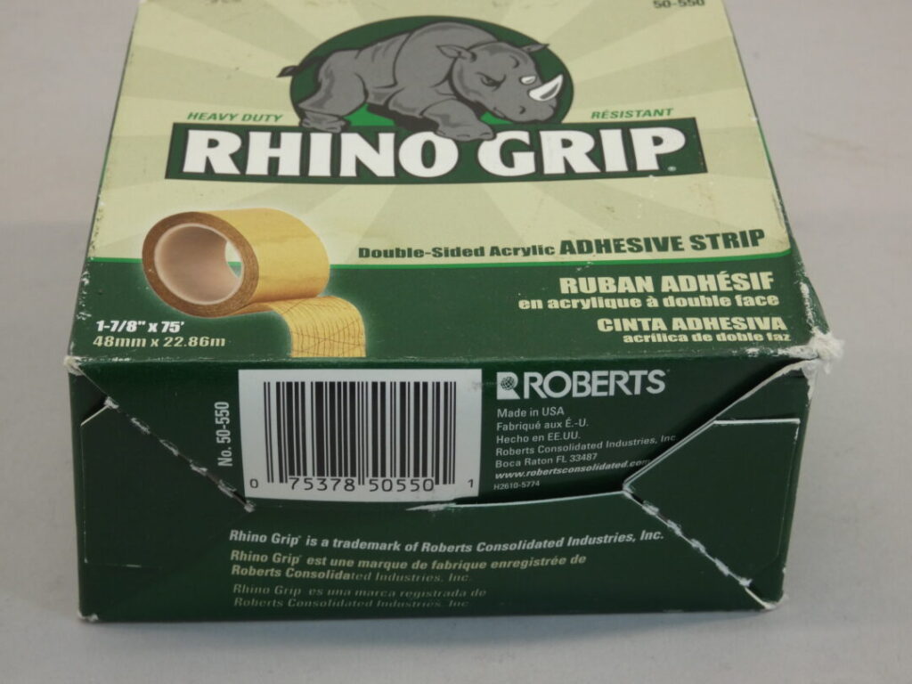 Rhino Grip 50550 DoubleSided Acrylic Carpet Adhesive Strip Tape, 17/