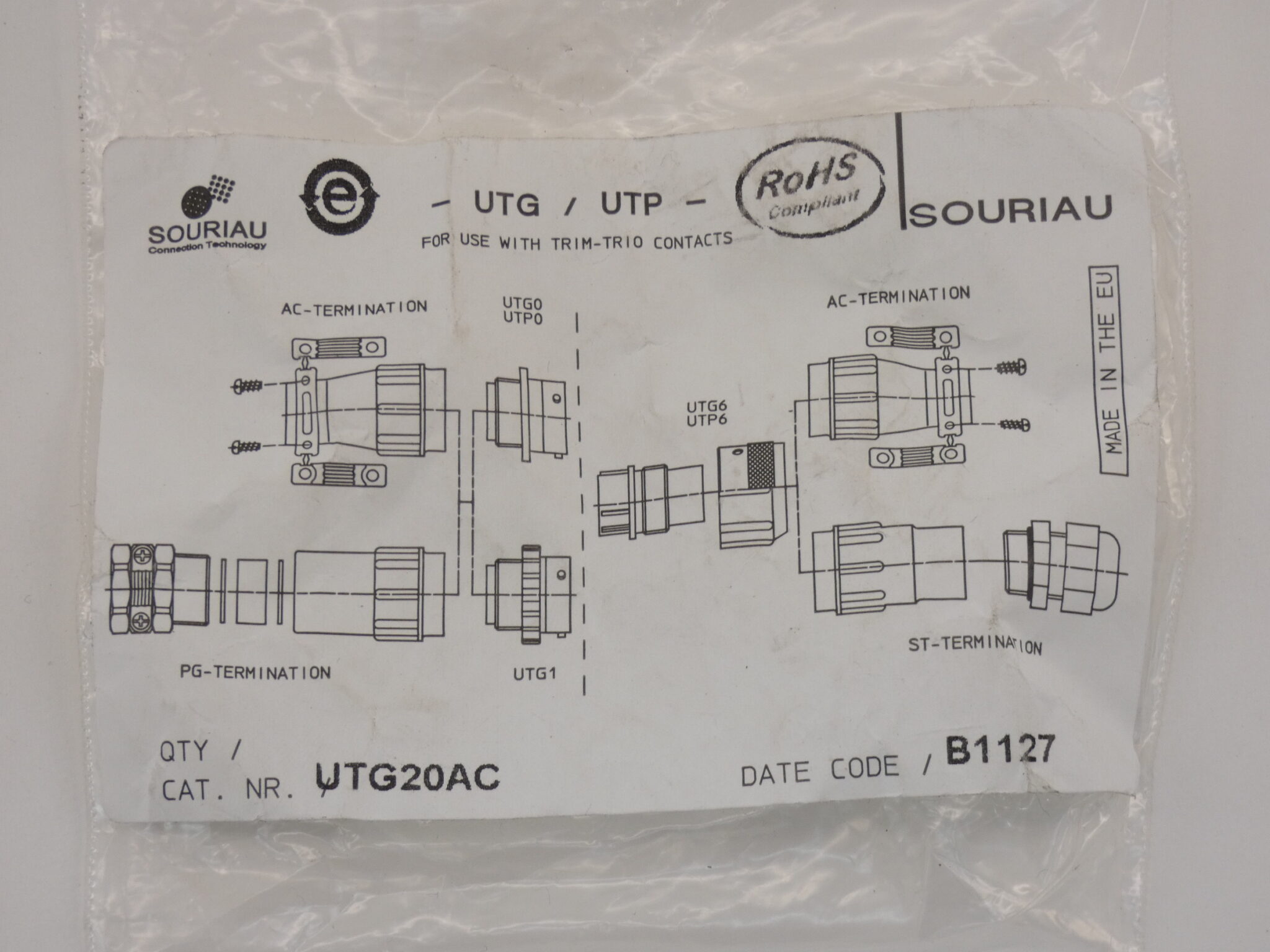 Souriau UTG20AC Cable Clamp Backshell, TrimTrio GPM Surplus
