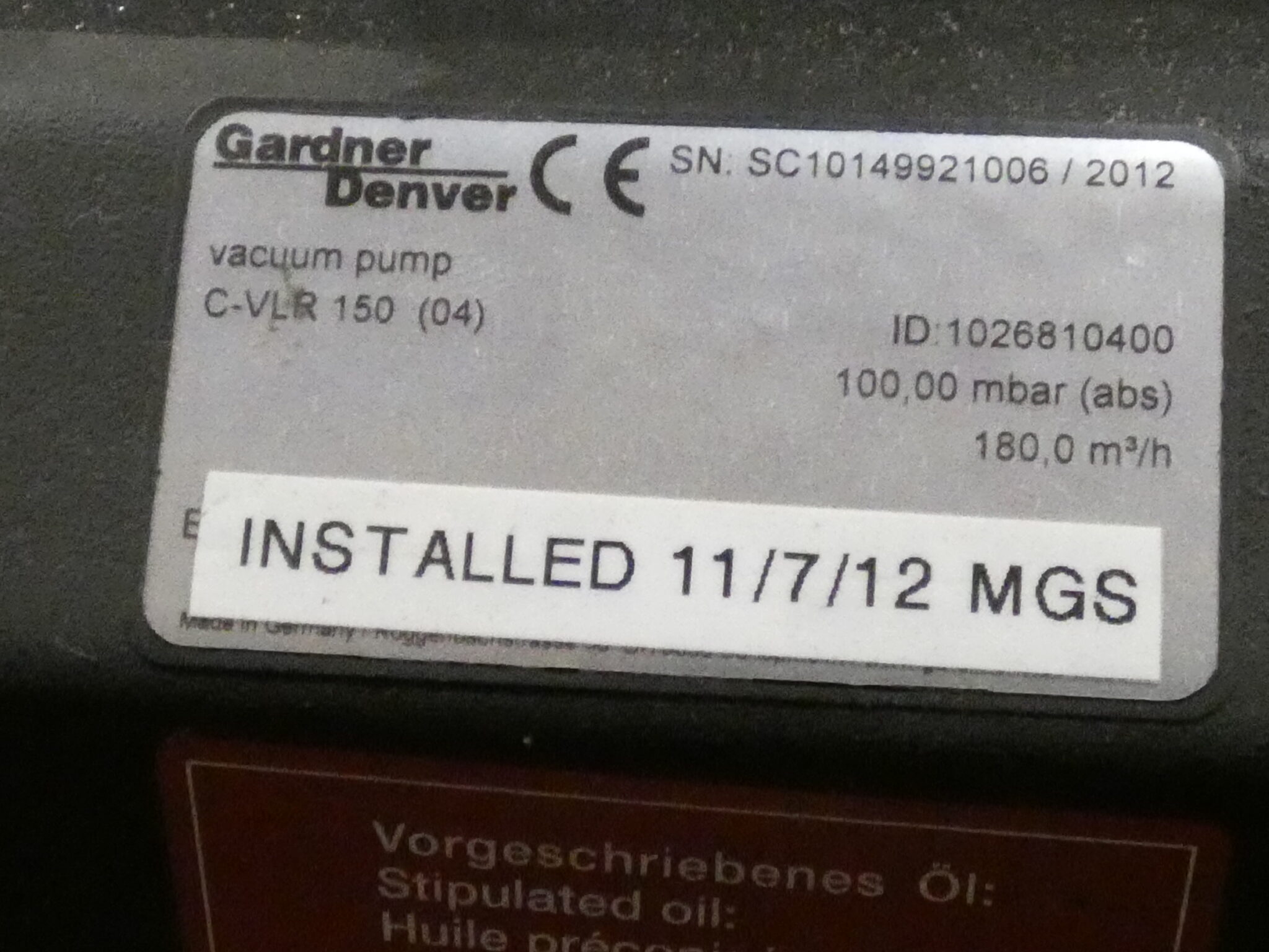 Gardner Denver CVLR 150 Dual Vacuum Pumps, W/ Tank, 5//4HP Baldor