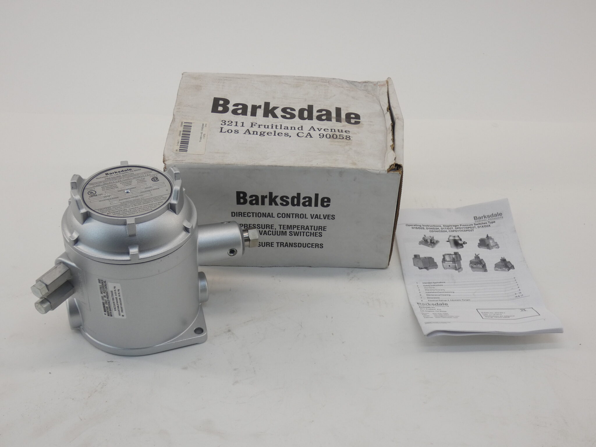 Barksdale D2XH18SSUL Pressure Switch, 60PSI, 10A, 125/250V GPM Surplus