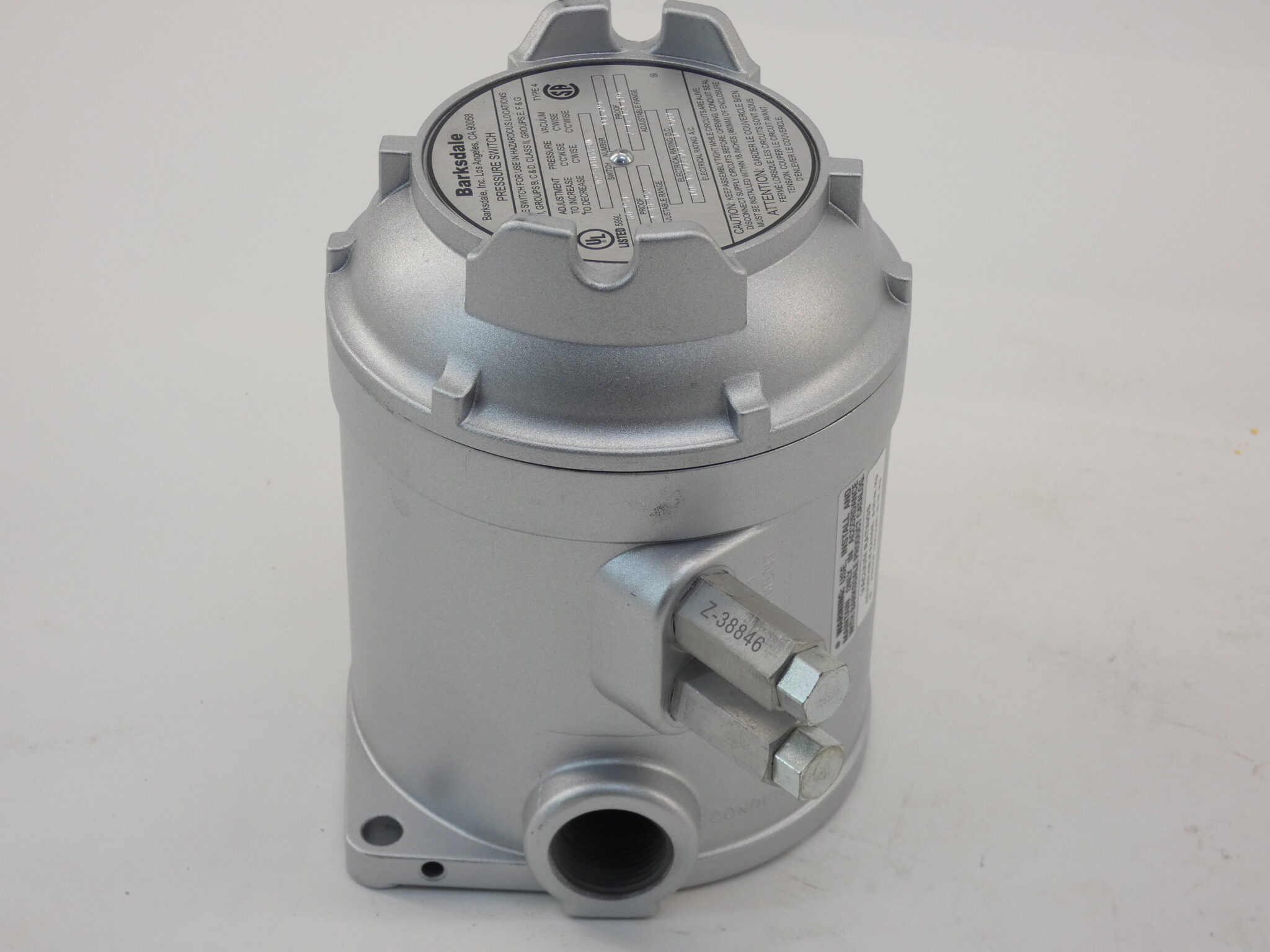 Barksdale D2XH18SSUL Pressure Switch, 60PSI, 10A, 125/250V GPM Surplus