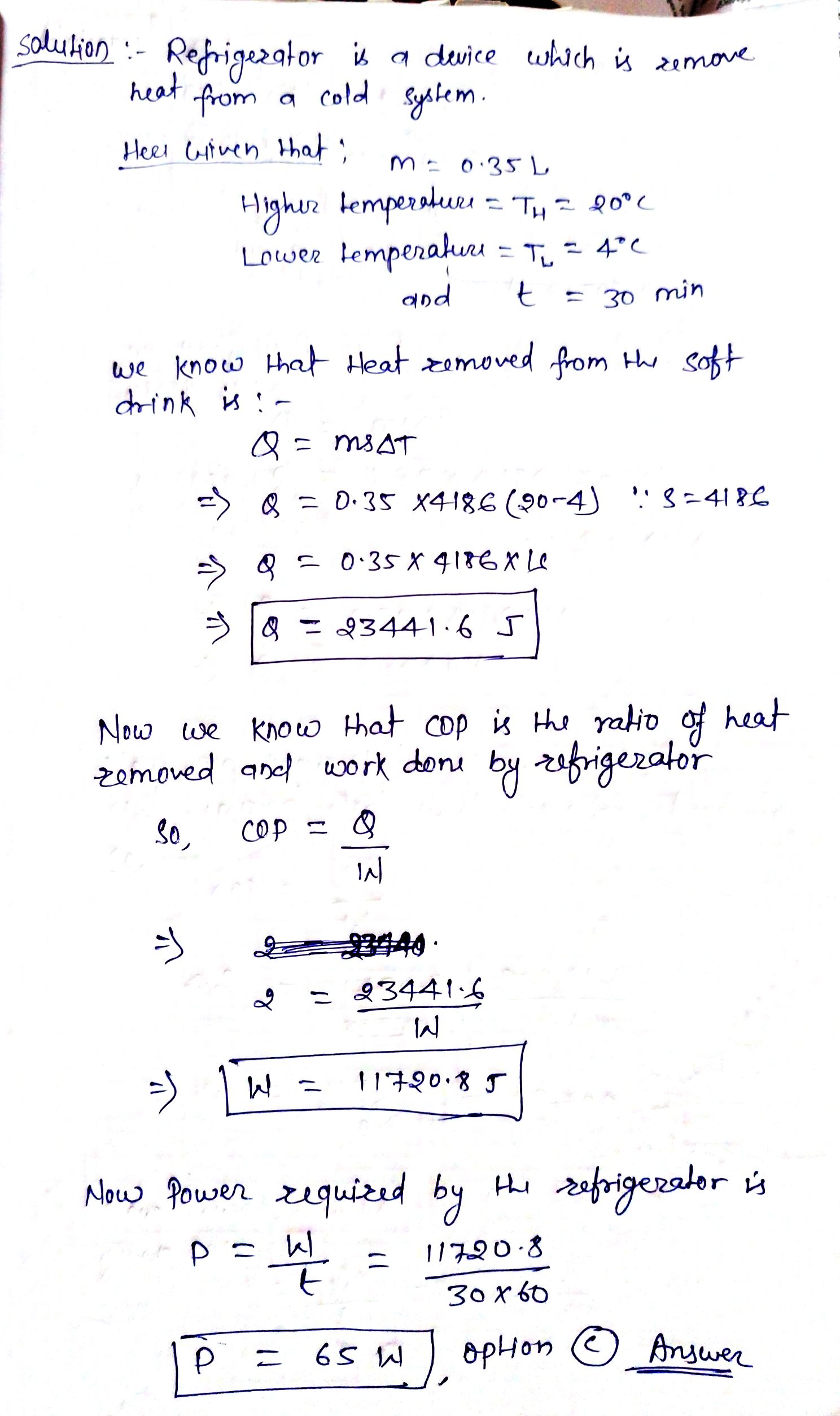 Calculate the electric power consumed by a refrigerator. The...get 4