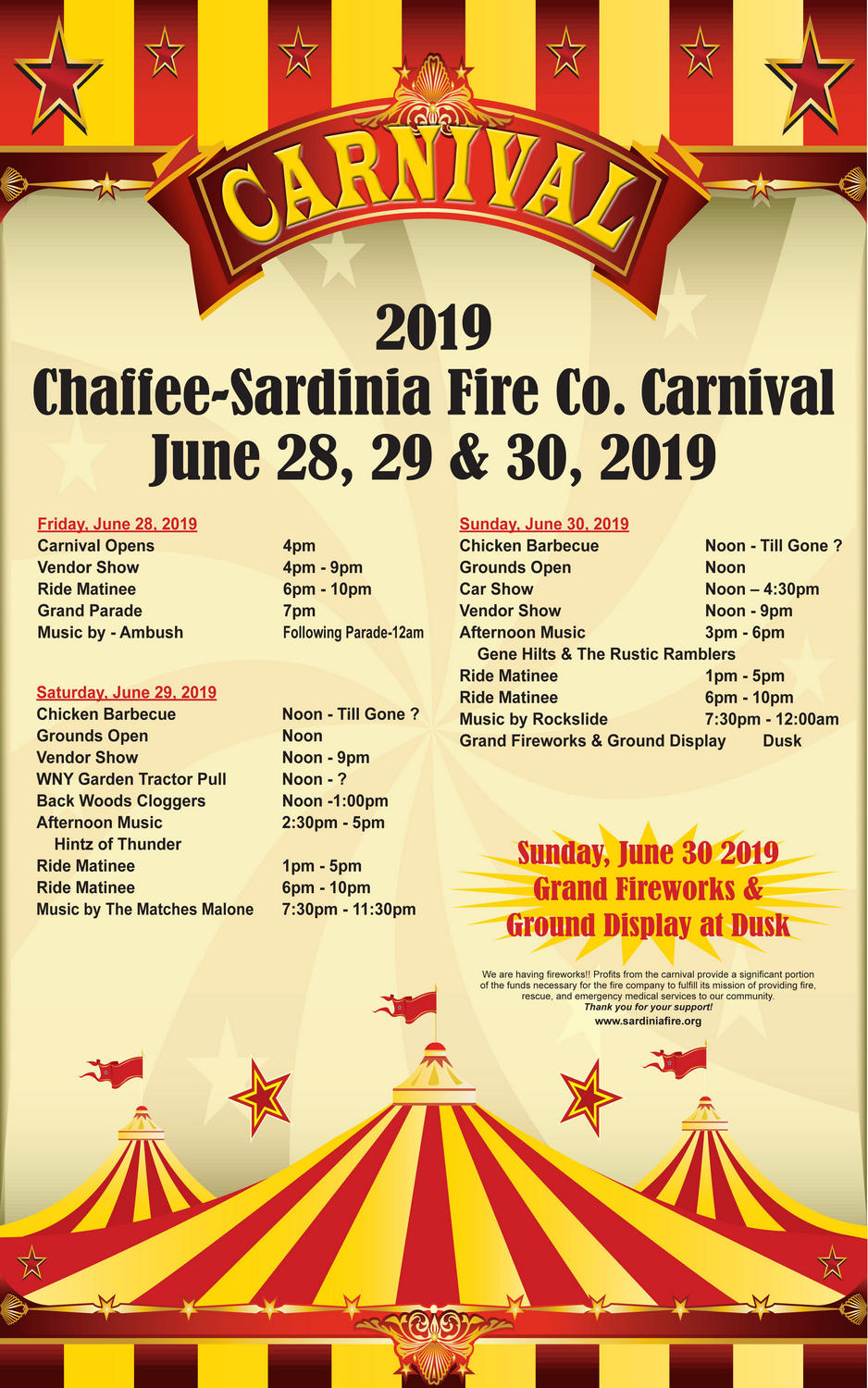 ChaffeeSardinia Fire Company Carnival 2019 Chaffee, NY NY Carnivals