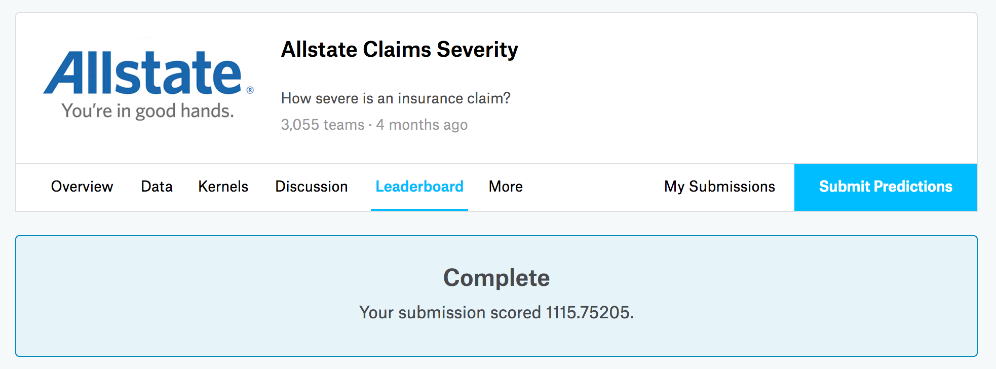 Insurance Claim Kaggle Kaggle Predicting Allstate Auto Insurance