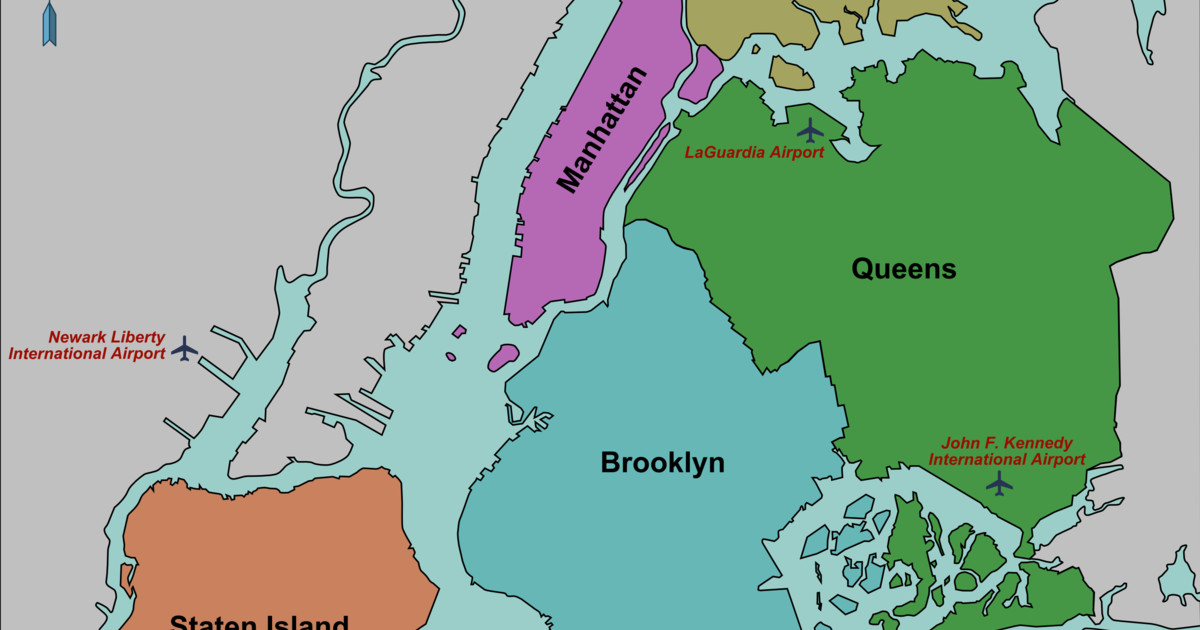 Map of NYC 5 boroughs & neighborhoods