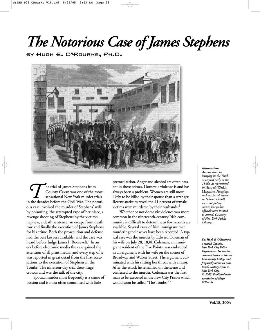 The Notorious Case of James Stephens by Hugh E. O’Rourke Article