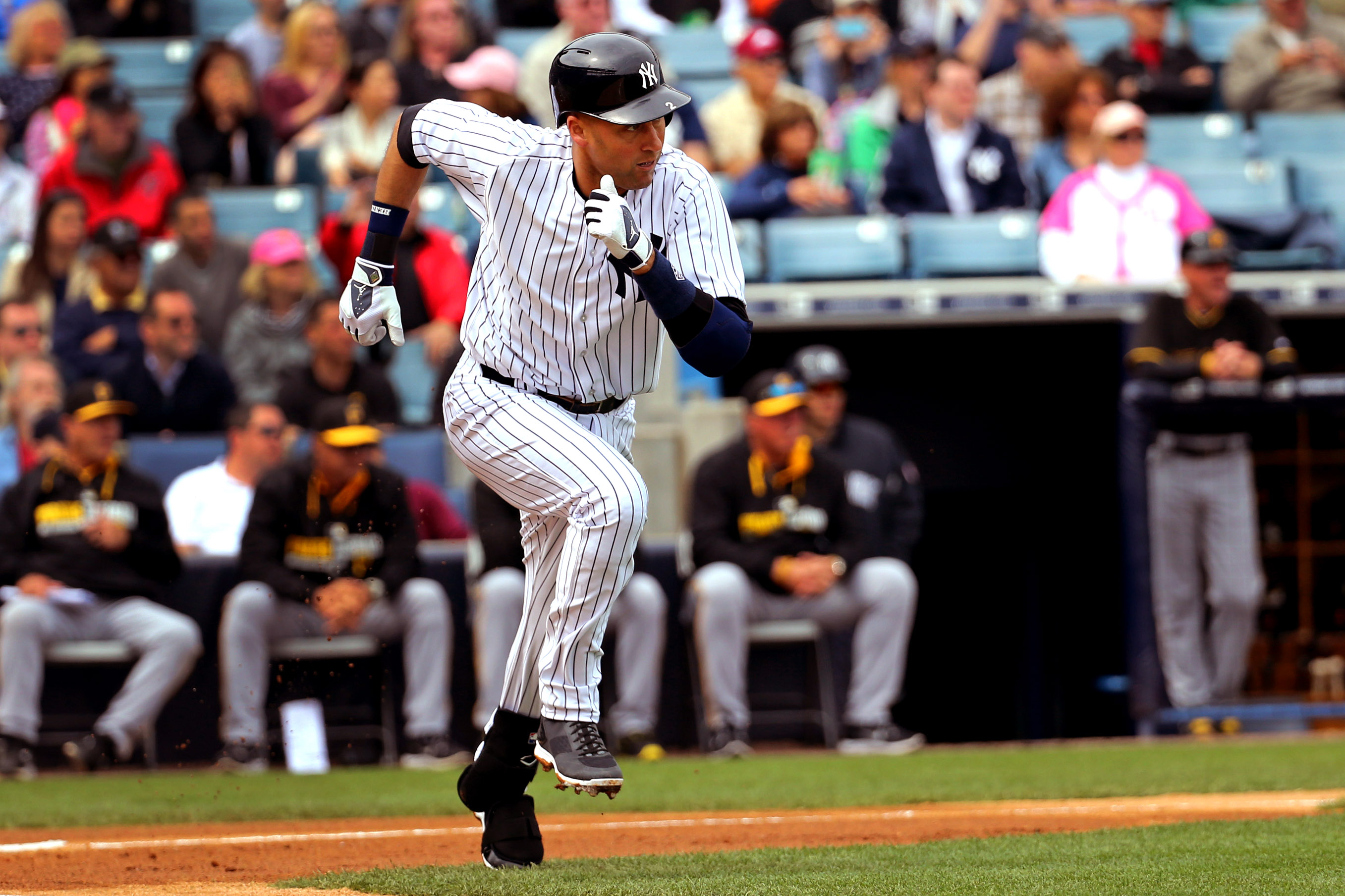 Jeter goes 0for2, but looks better getting down the line