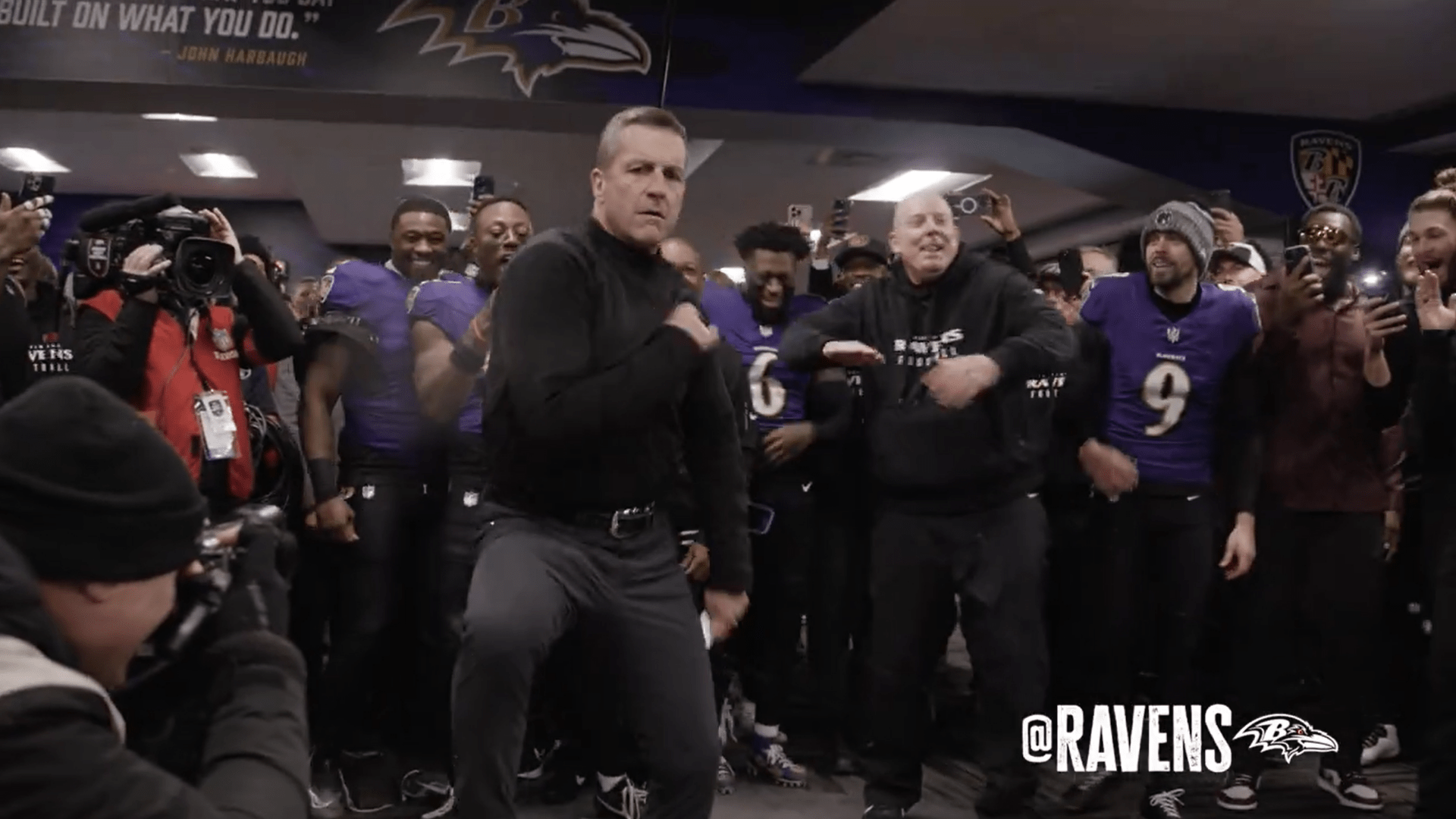 John Harbaugh’s dance moves go viral after Ravens’ NFL playoff win