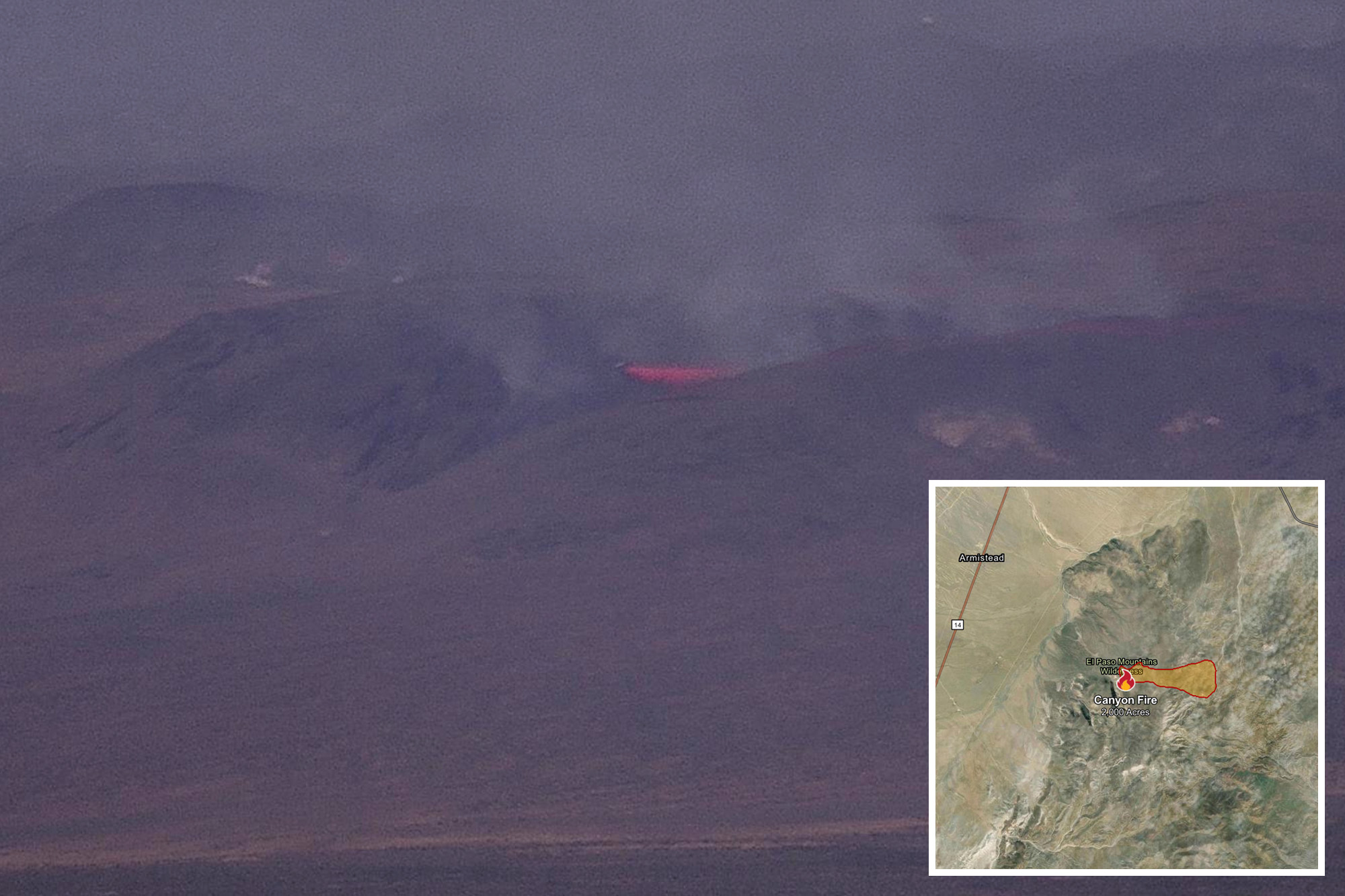Canyon fire explodes to 2,000 acres as it burns out of control in Kern County