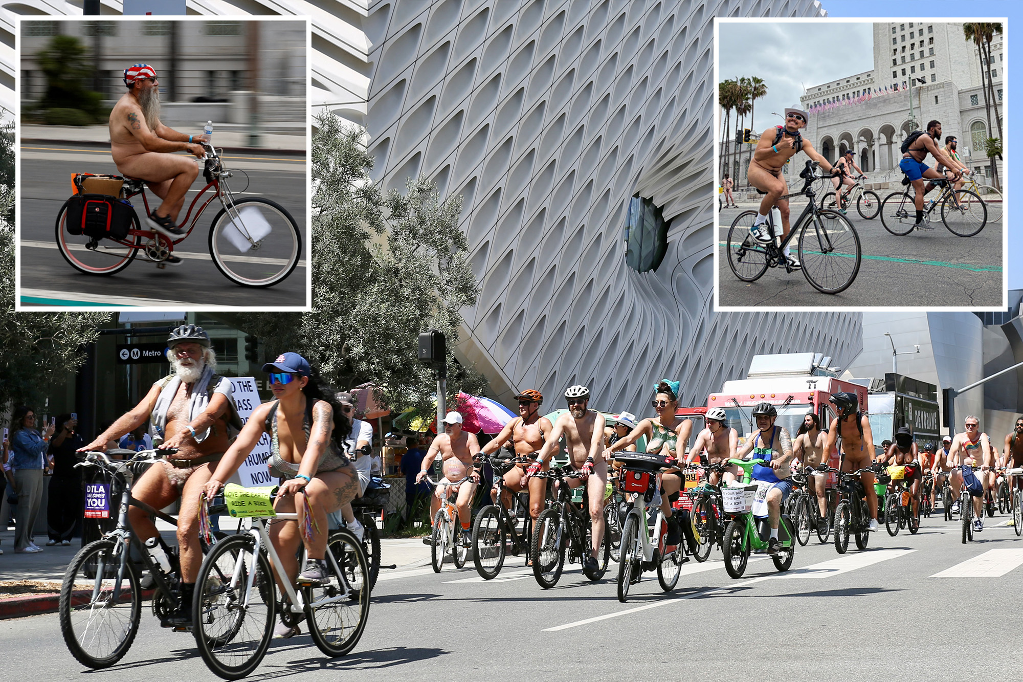 Bikers in the buff take to LA streets for World Naked Bike Ride