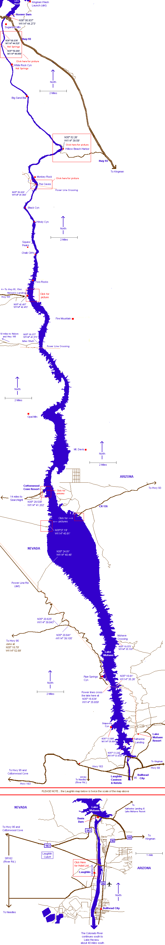 Lake Mohave Cove Map Map of Lake Mohave, Nevada. Includes GPS coordinates.