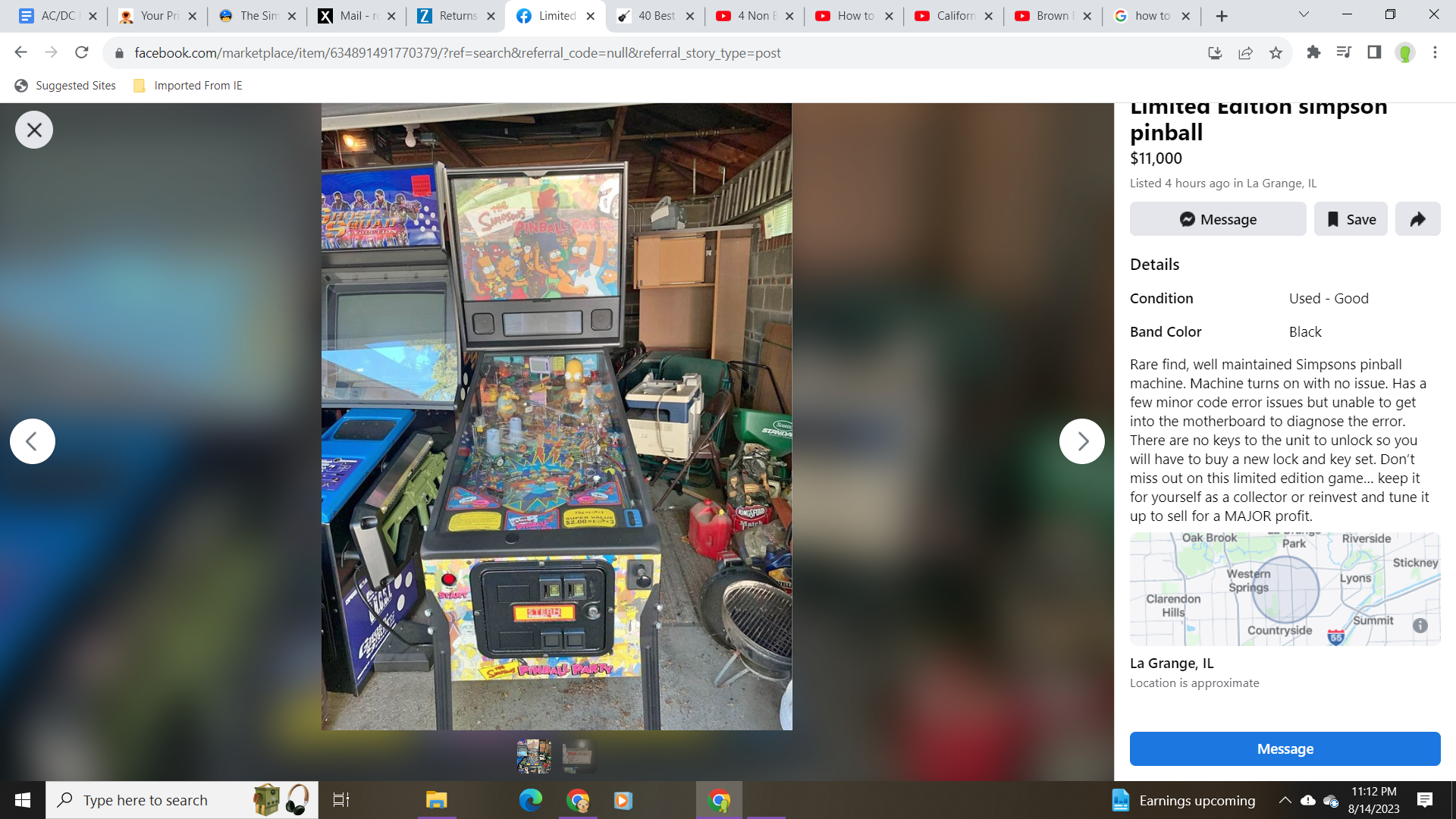 More Craigslist laughs. Pinball machines for sale