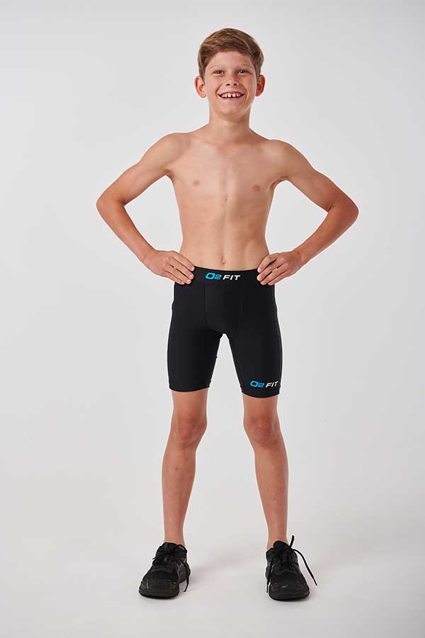 Boys Black Compression Shorts O2Fit