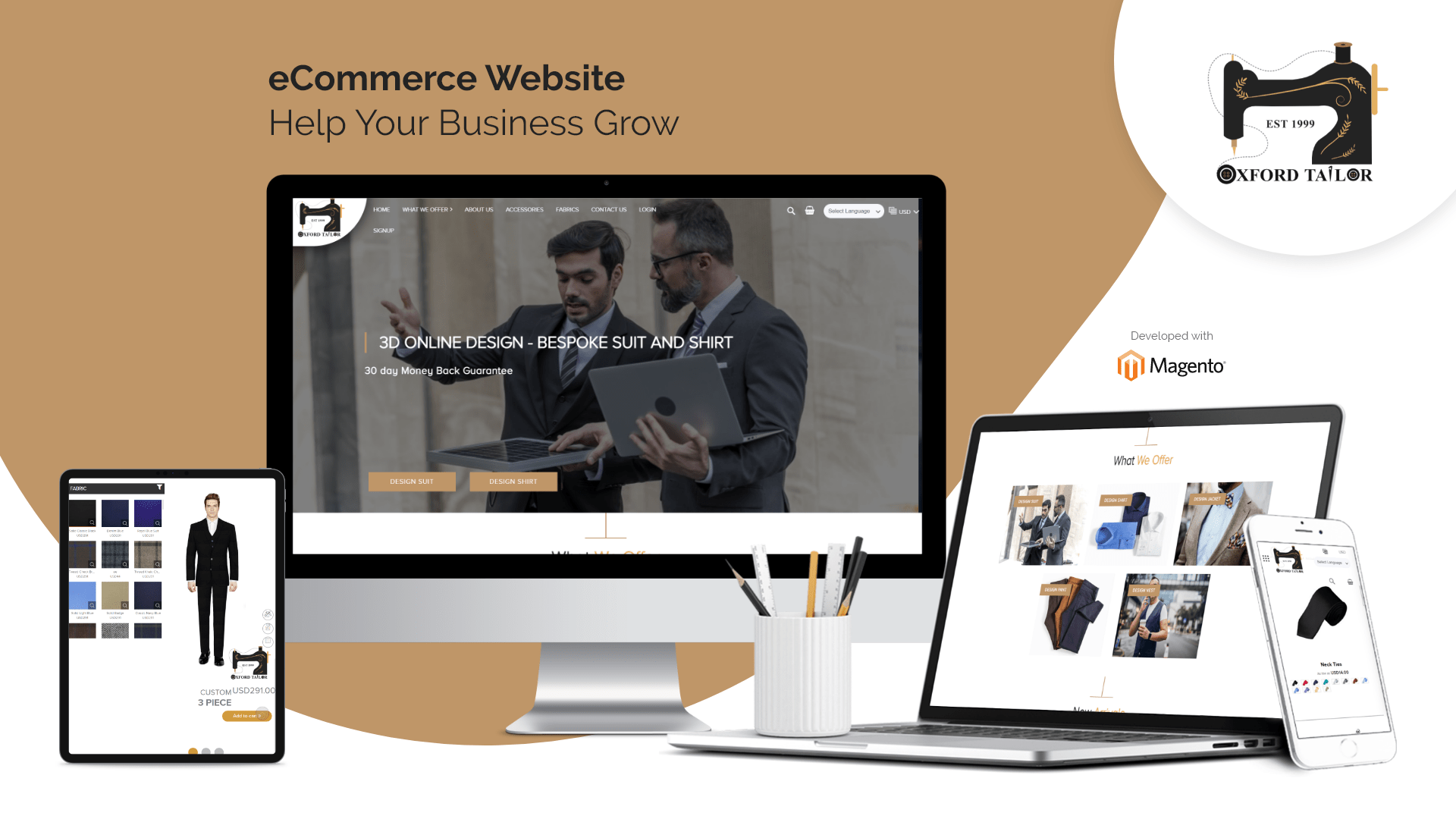 Oxford Tailor site and Mobile app development company