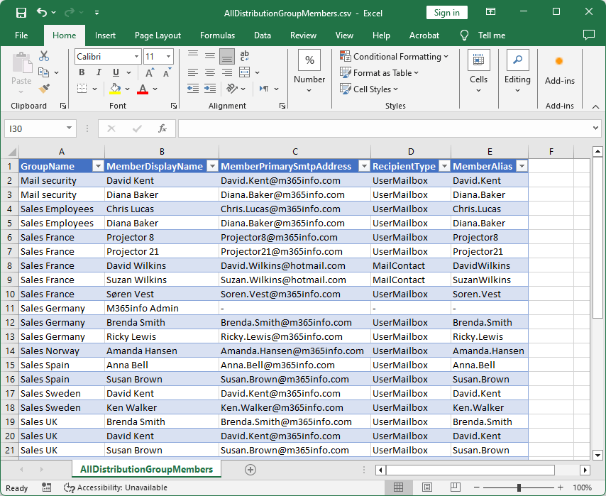 Export distribution group and members with PowerShell o365info