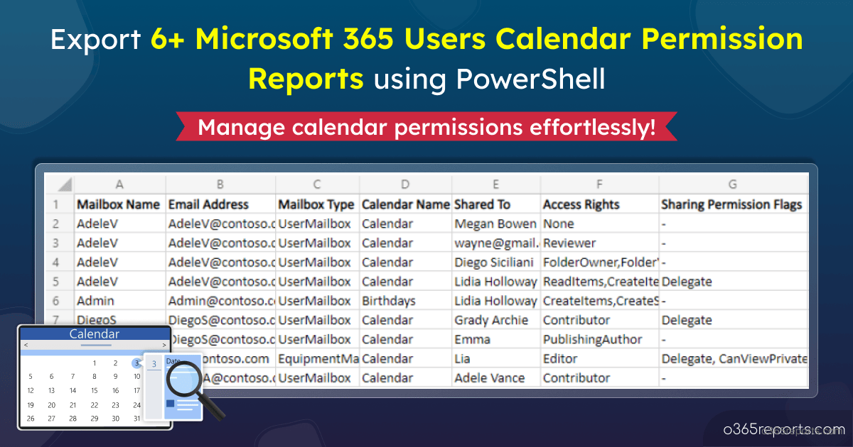 Export Office 365 Calendar Permissions Report using PowerShell